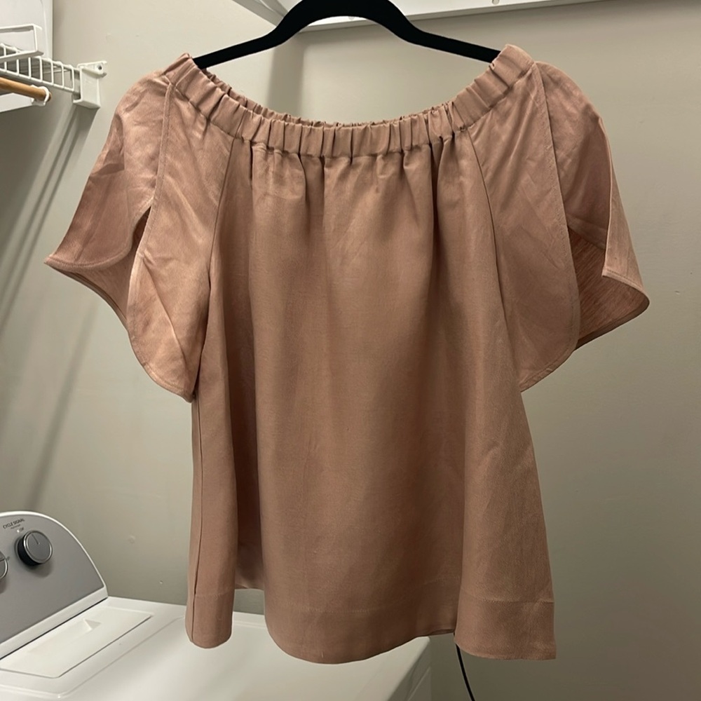 Cuyana Pink Flutter Sleeeve Blouse S